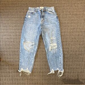 Bershka Blue Ankle Cropped Jeans